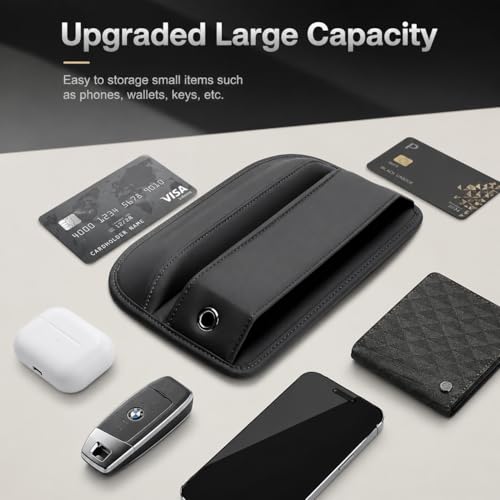 Premium Leather Car Seat Gap Filler Organizer (Black)