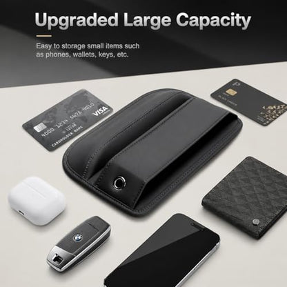 Premium Leather Car Seat Gap Filler Organizer (Black)