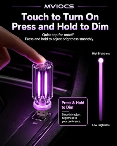 6 Pack USB Car Night Light (Purple)