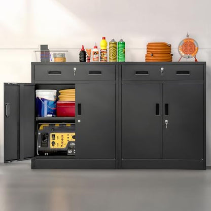 Metal Storage Cabinet (Black / 36" H x 28" W x 16" D)