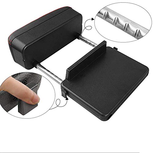 Car Armrest Box Adjustable Pad Refit Car Central Lift Armres Storage Organizer Box Arm Rest (Black red line)
