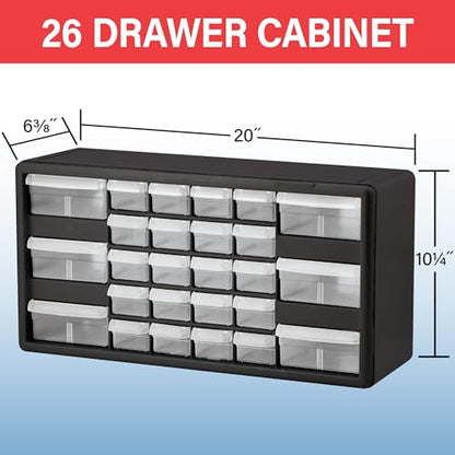26 Drawer Plastic Storage Cabinet (Black / 26 Drawer / 1 Pack)