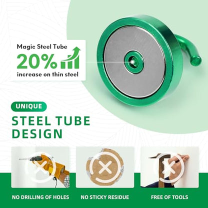 Magnetic Hooks Steel Tube Design for Cruise (Green / 130lb Magnetic Hooks)