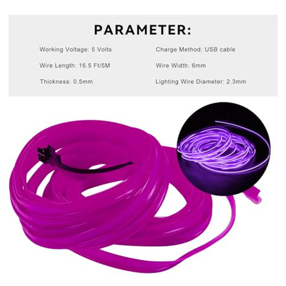 EL Wire Interior Car LED Strip Lights (Purple)