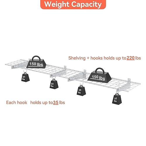 2 Pack Garage Wall Shelves (White / 15*45")