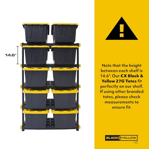5 Tier Heavy Duty Plastic Storage Shelves for Garage Organization (5-Tier)
