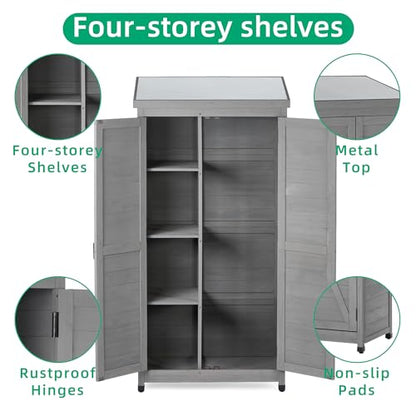 Outdoor Storage Shed Waterproof (Gray / 20.50"D x 68.50"W x 33.50"H)