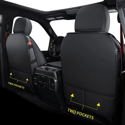 F150 Faux Leather Seat Covers Fit for 2015 ((2015-2026) Full Set / Black&White)