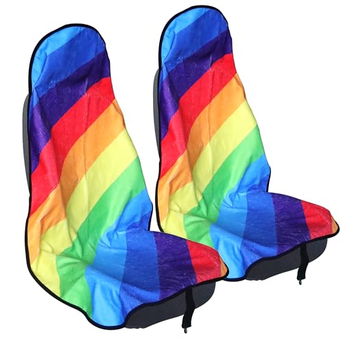 Car Seat Cover Protector Front Seats (2Pcs Front Seat Towel / Rainbow)