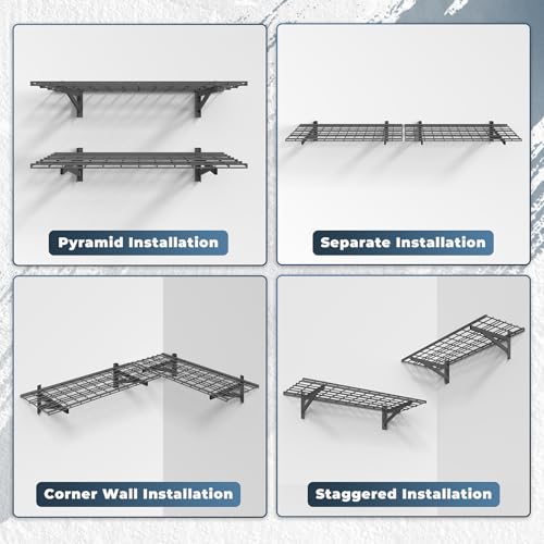 2 Pack Garage Shelving Wall Mounted (2 pack-1.5x4ft)