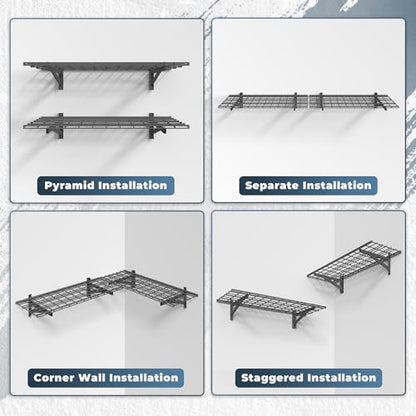2 Pack Garage Shelving Wall Mounted (2 pack-1.5x4ft)
