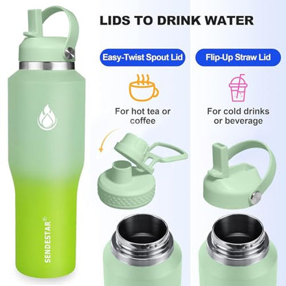 SENDESTAR 40oz Stainless Steel Water Bottle (Neon / 40 Ounces)