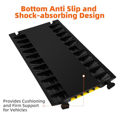 2 Pack 5 Channel Cable Protector Ramp Traffic Wire and Hose Ramp Cord Cover Heavy Duty Channels 18 (5 Channel 2 Pack)