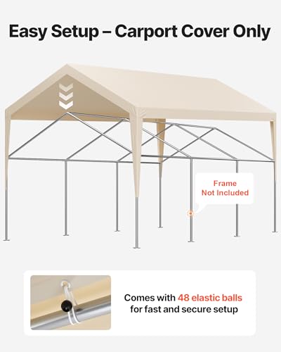 Carport Replacement Canopy Cover (Beige / 12x20ft)