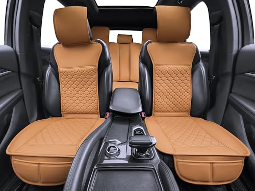 Car Seat Cover Full Set Leather Waterproof Front Rear Cognac (Cognac)