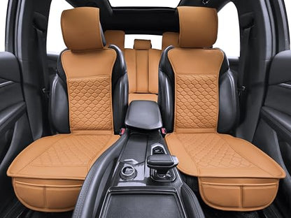 Car Seat Cover Full Set Leather Waterproof Front Rear Cognac (Cognac)