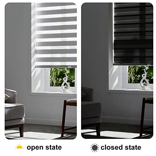 Cordless Zebra Blinds for Windows (59"w X 47"h / Grey)