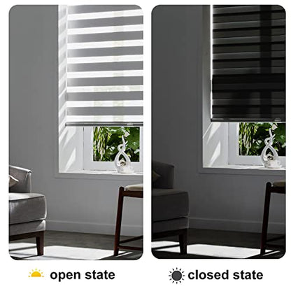 Cordless Zebra Blinds for Windows (36"w X 72"h / Grey)