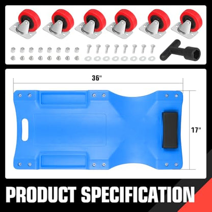 36" L X 17" W x 4.25" H Vehicle Repair Low Profile Automotive Creeper w (Blue / 36 Inches)