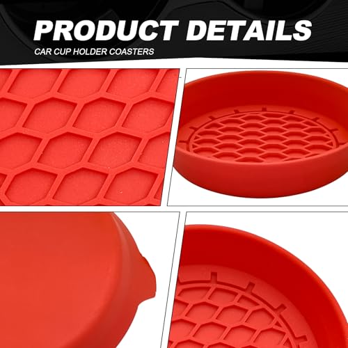 4 Pack Universal Cup Holder Coasters (Red)