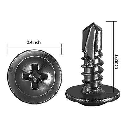 350 pcs) Wensilon #10×1/2” for Sheet Metal Self-Tapping Screws 410 Black Stainless Steel Truss Head High-Strength Quick Tapping (#10X1/2" / Black)