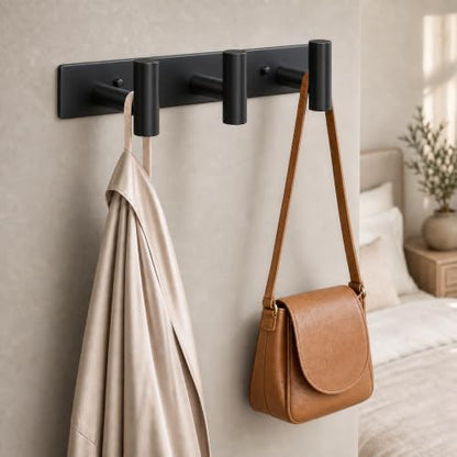 Wall Mounted Coat Rack ("T" Shape 3 Hooks - 1 Pack / Black)