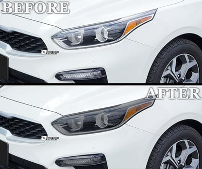 Full Headlight Head Light Tint Kit Compatible with Kia Forte 2019 (Front Kit 19-21 / Light Smoke)