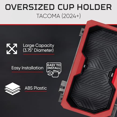 Oversize Cup Holder Compatible with Toyota Tacoma 2024+ (Red/Black)