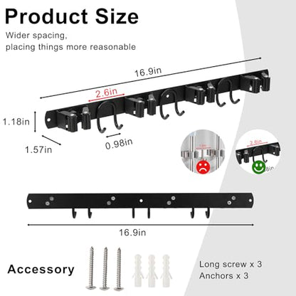 Broom Holder Wall Mount (Black-1 Pack)