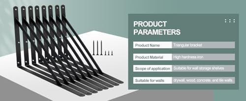 12 Pack L18 x H 12" Black Heavy Duty Shelf Brackets with Screws Metal Shelf Brackets Shelf Support Angle Brackets for Shelves L Brackets Heavy Duty Floating Shelf (12 Pack-Black / 18''x12'')