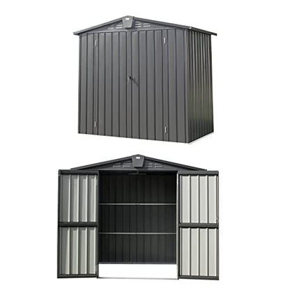 Domi Outdoor Storage Shed 6.5' x 4.2' (6' x 4' Gable Roof / Dark Gray)
