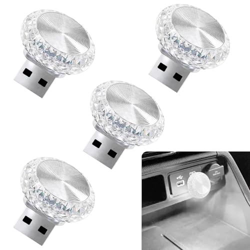 4PCS USB LED Car Interior Atmosphere Lamp (White)