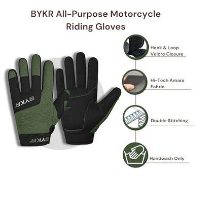 All Weather Motorcycle Gloves for Men & Women (Military Green / Medium)