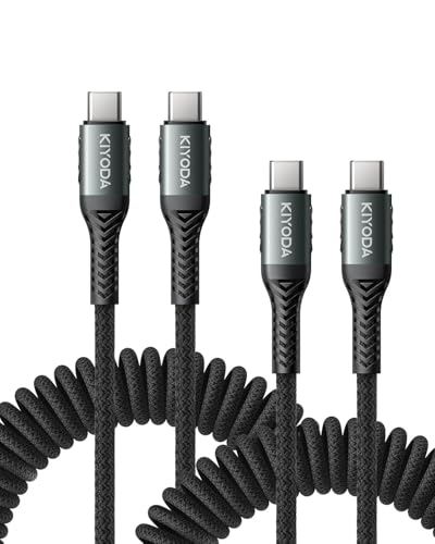 USB C to USB C Cable Coiled 3FT 2Pack (3FT - 2Pack / USB C to USB C / Black)