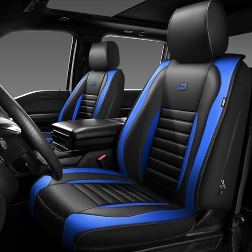Nappa Leather Car Seat Covers Front Seats (Black Blue / Front Seats)