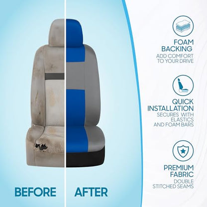 PolyPro Car Seat Covers Full Set in Blue & Gray (Blue & Gray)