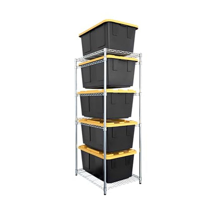 5 Tier Steel Tote Rack for 27 Gallon Bins (1 Pack / Silver)