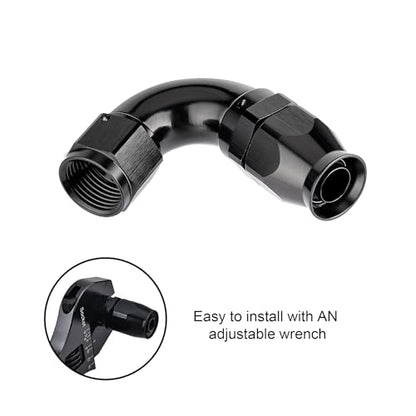 6AN 120 Degree PTFE One Piece Full Flow End Hose Fitting Aluminum Black (6AN / 120 Degree)
