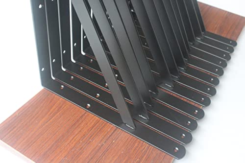 30 Pack L18 x H 12" Black Heavy Duty Shelf Brackets with Screws Metal Shelf Brackets Shelf Support Angle Brackets for Shelves L Brackets Heavy Duty Floating Shelf (30 Pack-Black / 18''x12'')