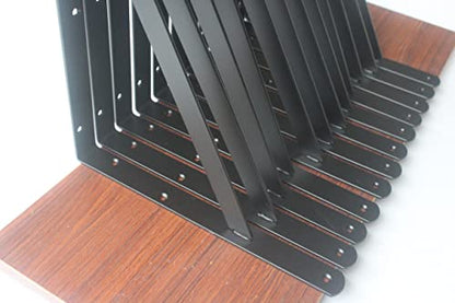 30 Pack L18 x H 12" Black Heavy Duty Shelf Brackets with Screws Metal Shelf Brackets Shelf Support Angle Brackets for Shelves L Brackets Heavy Duty Floating Shelf (30 Pack-Black / 18''x12'')