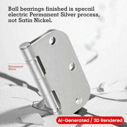 Rounded Brushed Nickel Door Hinges 3.5" 5 (Satin Nickel-Rounded / 18 Pack-Ball Bearing-lasting no squeak)