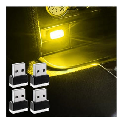 4 PCS USB LED Car Interior Atmosphere Lamp (Yellow)
