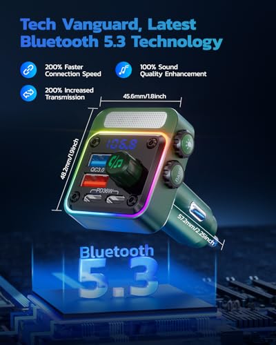54W Bluetooth 5.3 Car Adapter (Green)