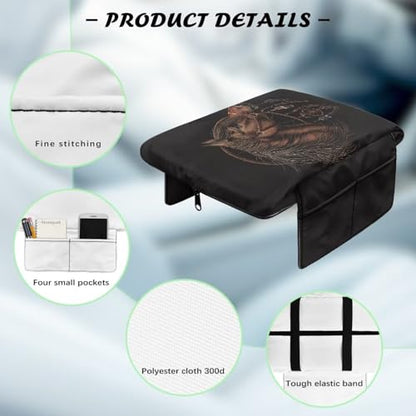 Brown Horse Dream Catcher Auto Center Console Cover Armrest Seat Box Pad Protector with Side Storage Pocket Middle Console Pad Arm Rest Protective Cover Car Interior Protection (Brown Horse Dream Catcher)