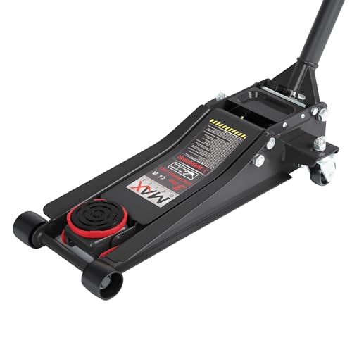 3-Ton (6600lbs) Low Profile Hydraulic Heavy-Duty Steel Floor Jack with Dual Pistons Quick Lift Pump, Home and Workshop Car Maintenance for Various Vehicles (Red, 3 Ton Low Profile) (Red / 3 Ton)