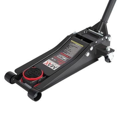 3-Ton (6600lbs) Low Profile Hydraulic Heavy-Duty Steel Floor Jack with Dual Pistons Quick Lift Pump, Home and Workshop Car Maintenance for Various Vehicles (Red, 3 Ton Low Profile) (Red / 3 Ton)