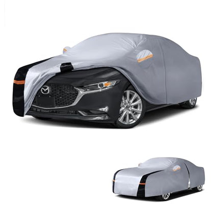 Multi Layer Car Cover Custom Fit for Mazda 3 Sedan (W.Custom Fit Mazda 3 Sedan / White Car Cover)