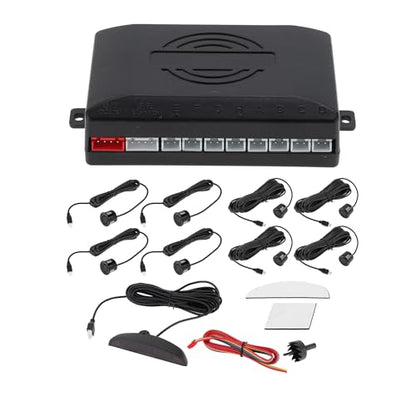 Universal Car Auto Vehicle Reverse Backup Radar System Reverse Parking Sensors Alarm Buzzer Reminder Distance Detection Black 8 Parking Sensors (Black)