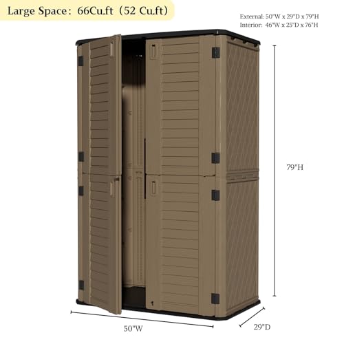 Large 67 Cu.ft Waterproof Storage Shed (Coffee-52 cu ft)