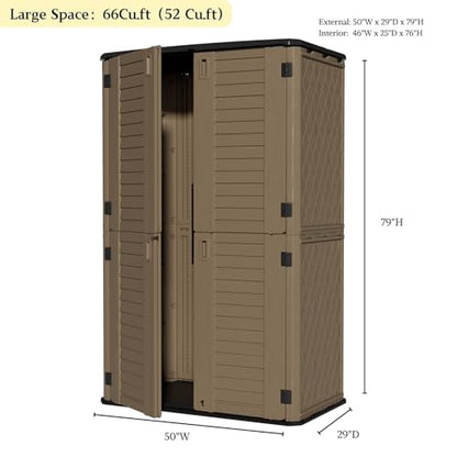 Large 67 Cu.ft Waterproof Storage Shed (Coffee-52 cu ft)